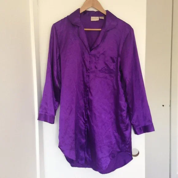 Sentiments - Purple Pyjama Button Up Dress - Picture 4 of 6